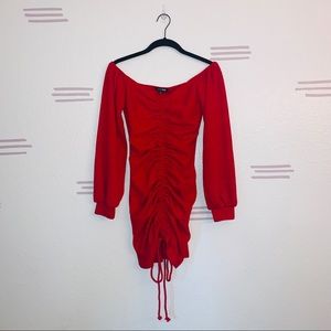 Long Sleeve Red Mini Dress